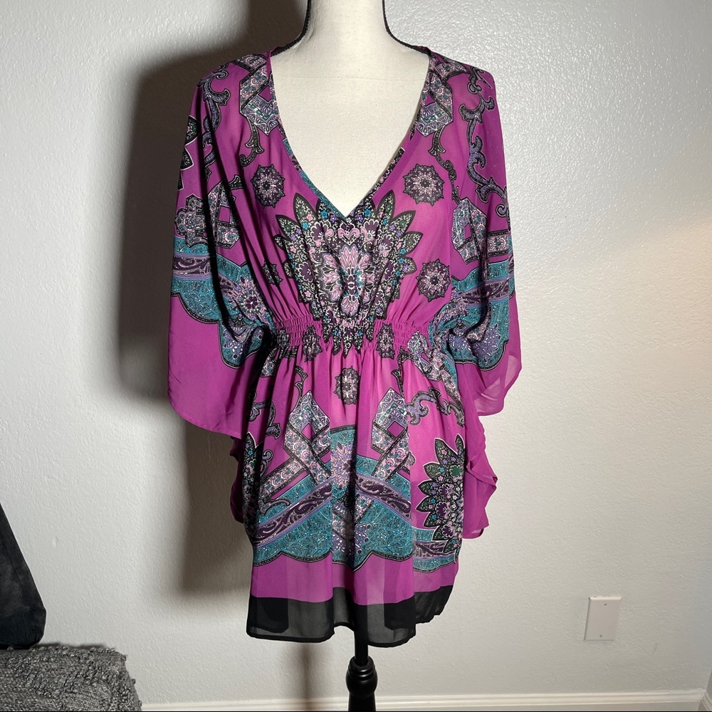 Nicole Miller Kimono/Batwing Sleeve Blouse/Cover up